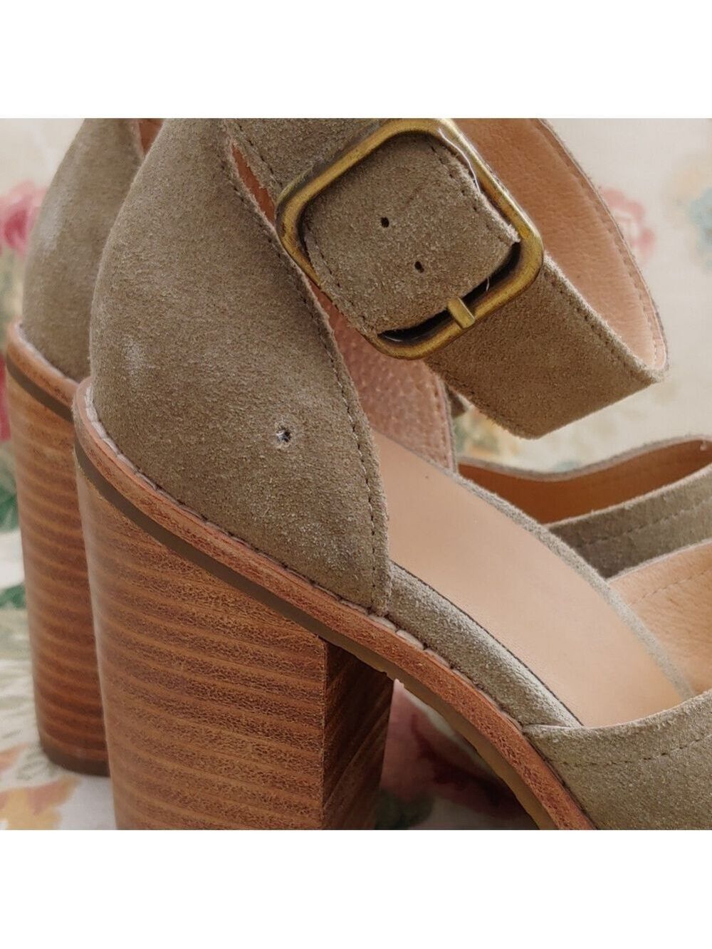 UGG Aja Olive Green Suede Leather Ankle Strap Sandals with Block Heel size 10 - Picture 9 of 17
